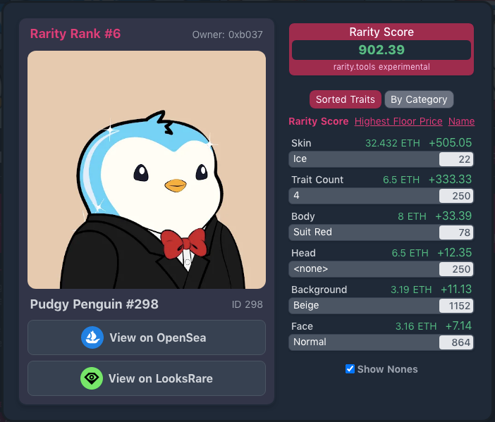 pudgy penguins rarity